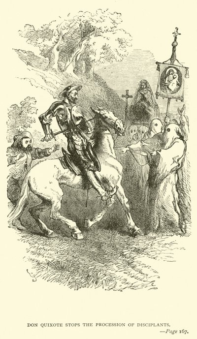 Don Quixote stops the Procession of Disciplants by John Gilbert